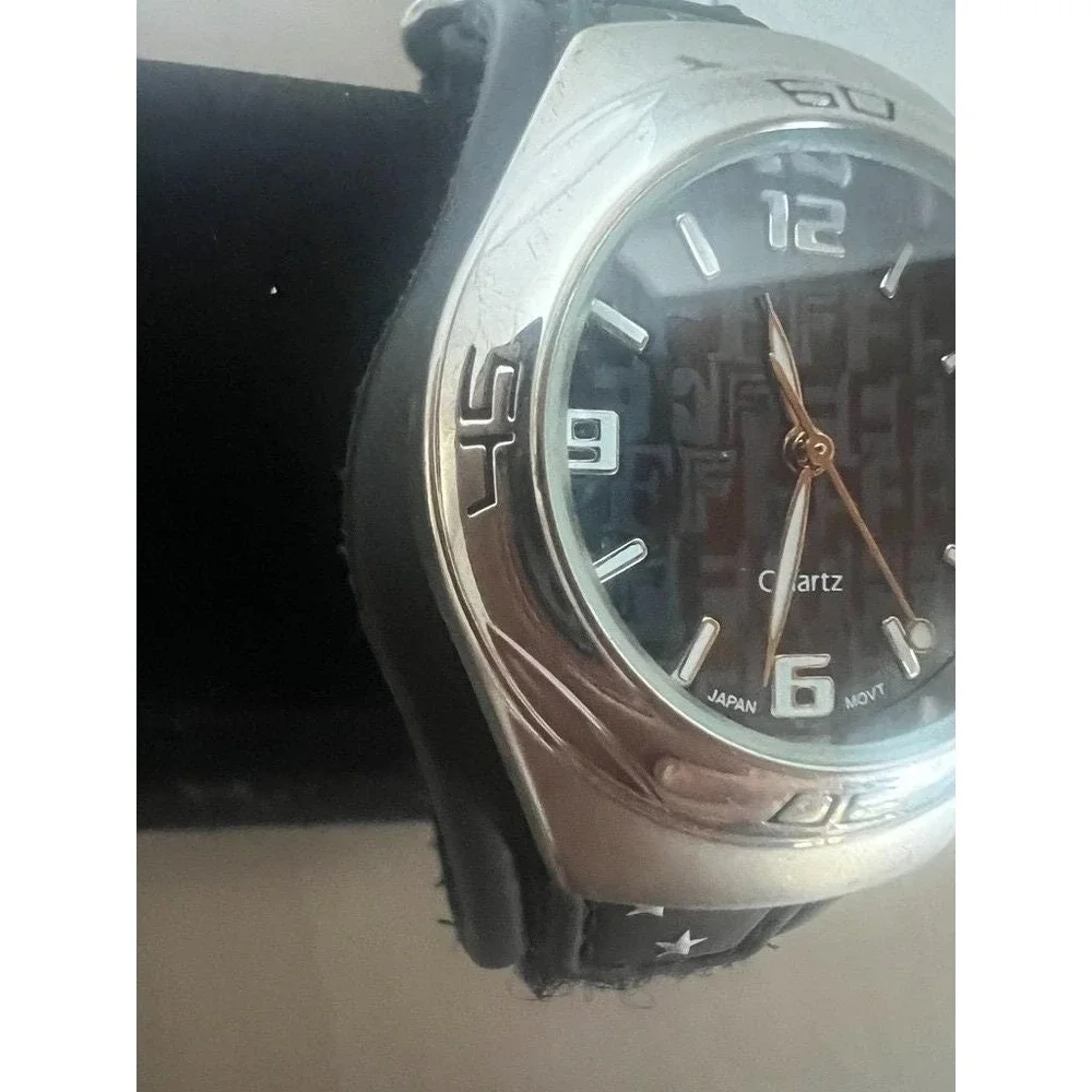 Y2K Watch Working Japan Movt Retro 2000s Star Strap Chunky Case Graphic Monogram